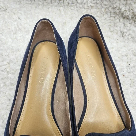 Talbots Dachshund Navy Blue Suede Leather Loafers sz 8 - Picture 4 of 7